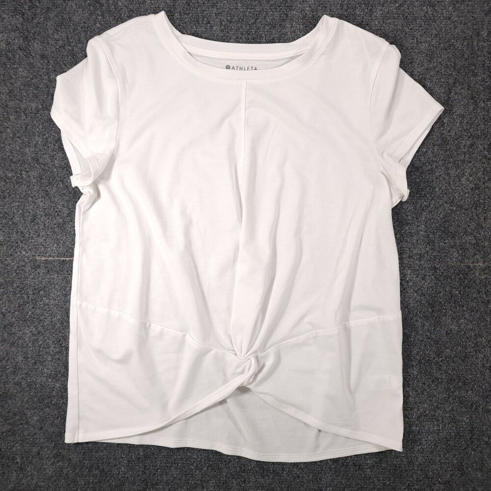 Athleta Twist Front Short Sleeve T-Shirt, Small White